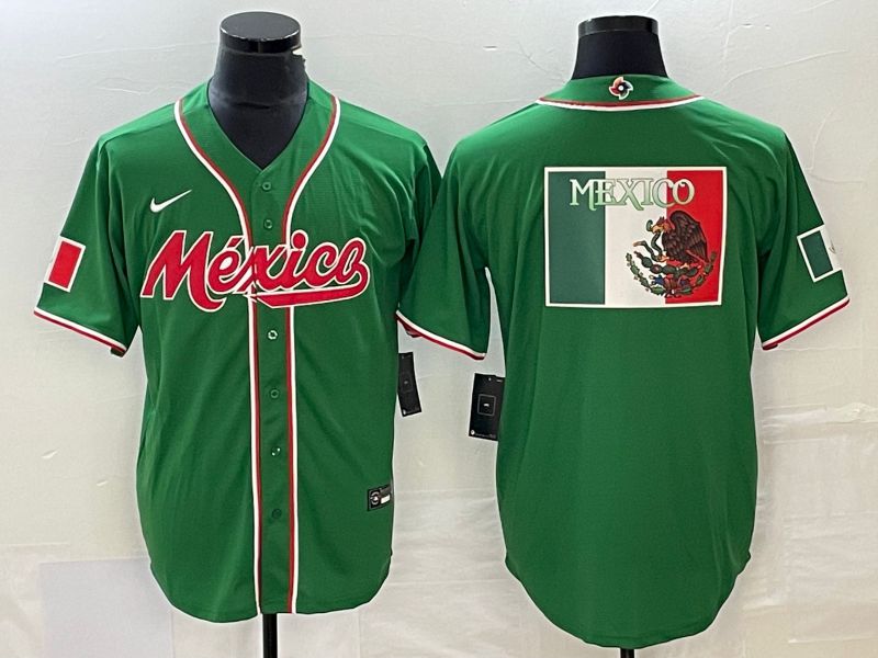 Men 2023 World Cub Mexico Blank Green Nike MLB Jersey4